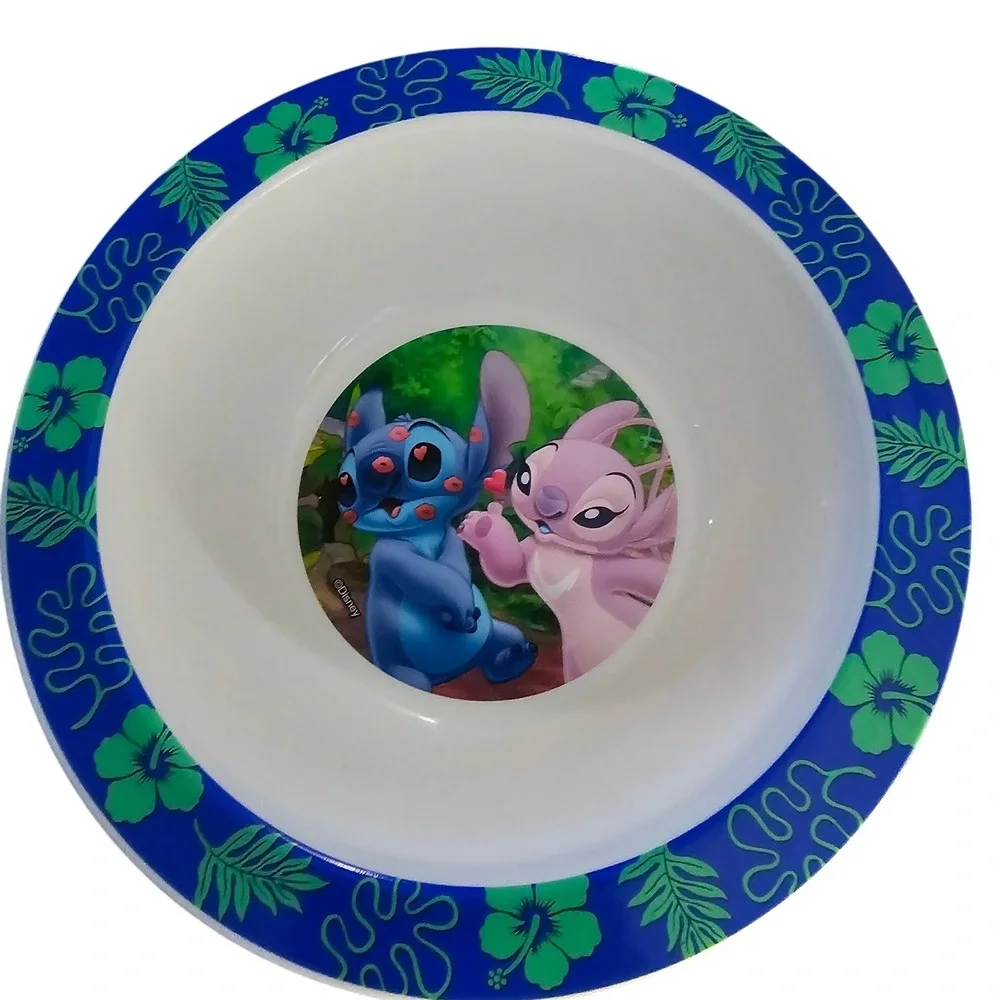 Disney Lilo & Stitch Angel Melamine Plate and Bowl Set Tropical Blue White